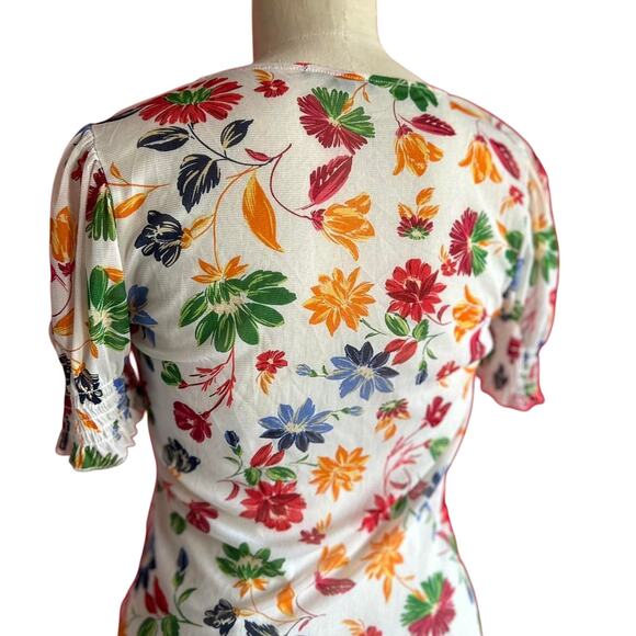 Womens Top Size Large Floral Sheer Cottage Summer Travel Vacation Beach - Picture 5 of 8